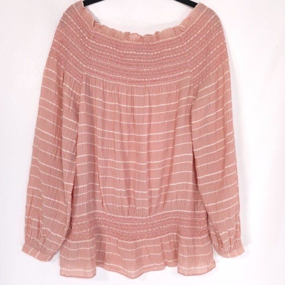 TORY BURCH Women's Top Size 6 SILK Blend Pink Chiffon LS Off Shoulder 13121197